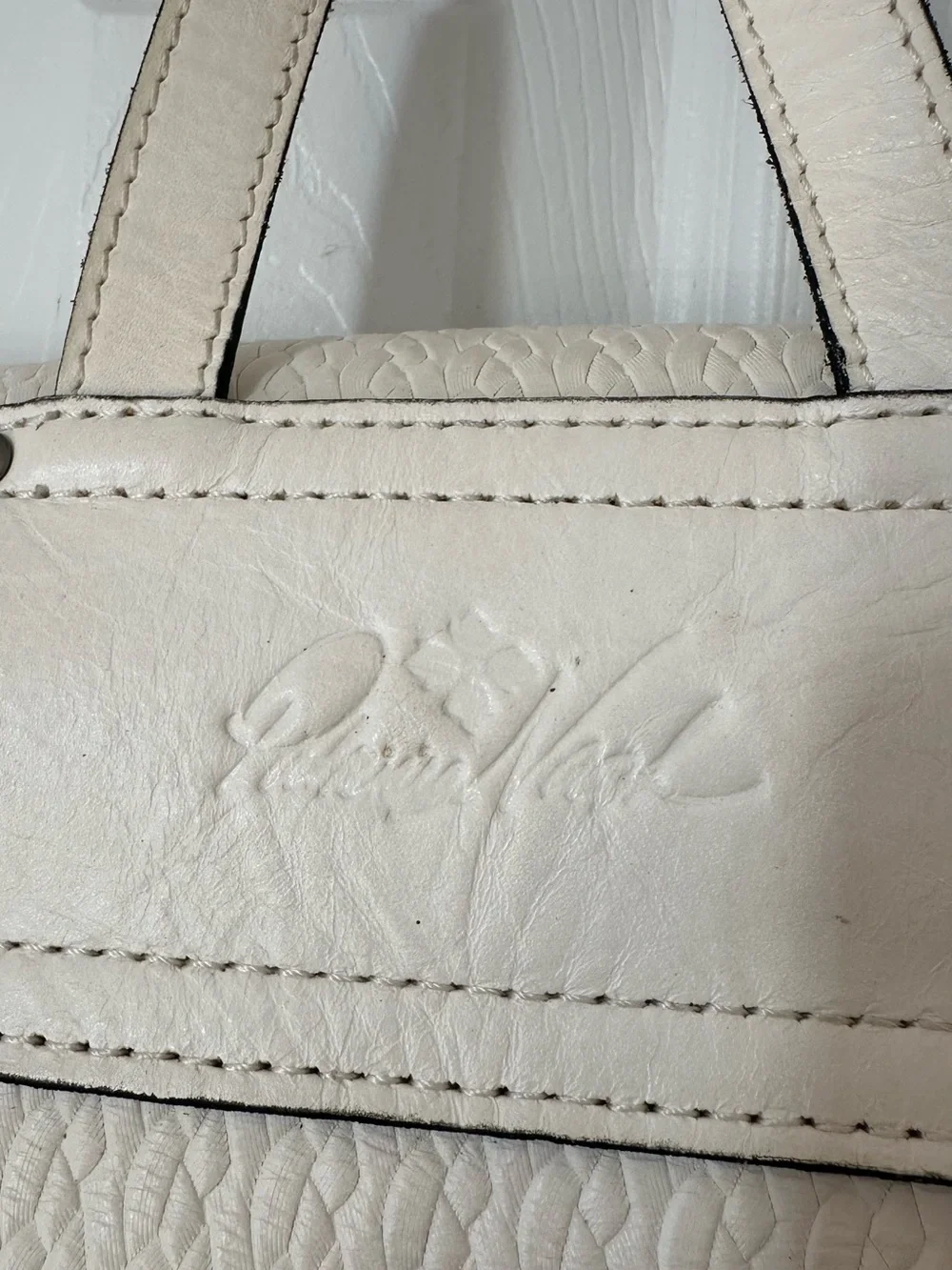 Patricia Nash Cream Textured Backpack with Tassel Accent